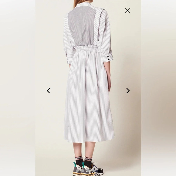 Sandro Striped 100% Cotton Midi Dress - Picture 4 of 11